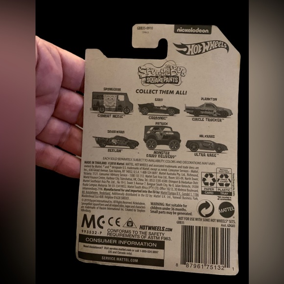 New 2019 20th Anniversary Sponge Bob Squidward “Oh Please” Hot Wheels Car - Picture 5 of 5